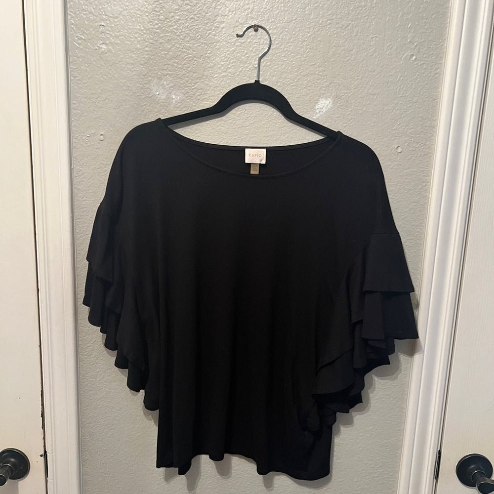 Black dolman ruffle top